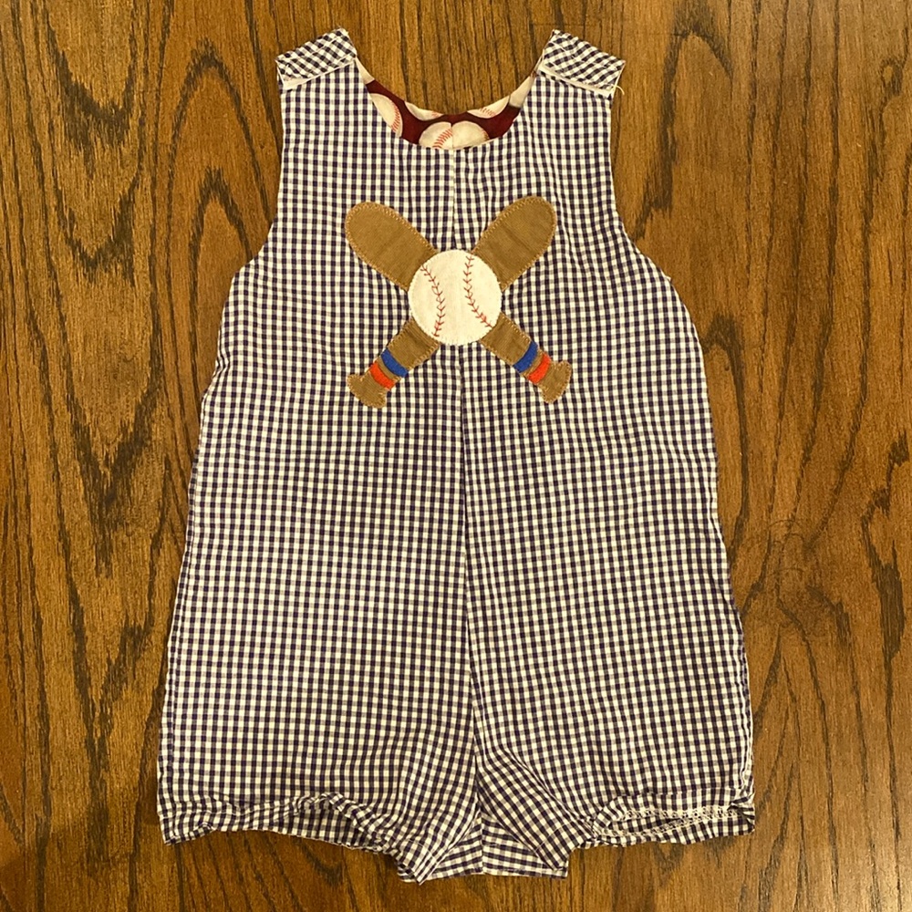 Baseball baby boy shortalls